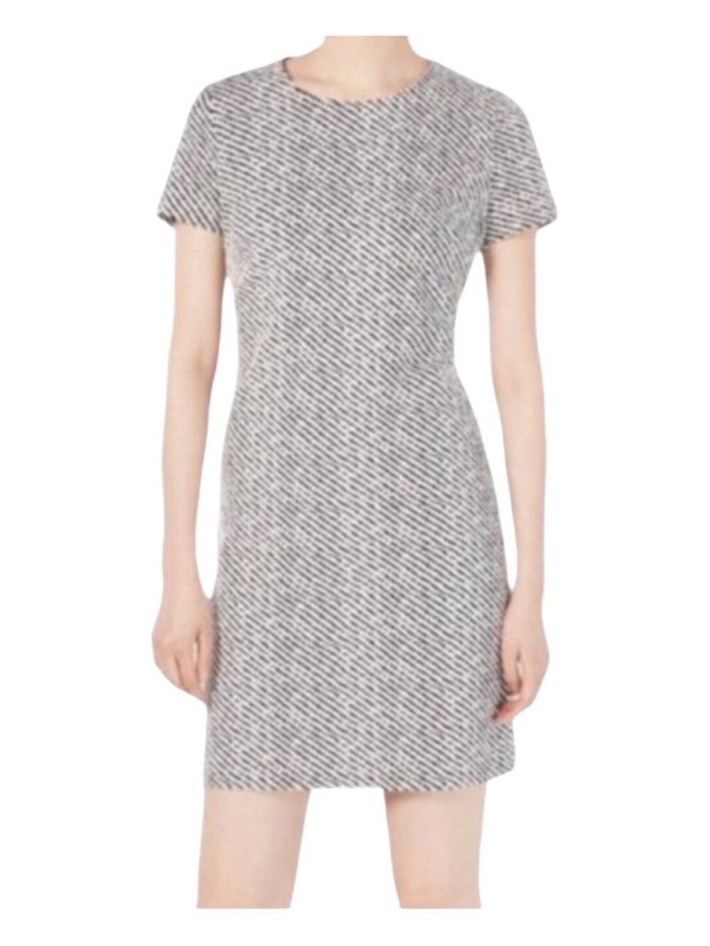 Calvin Klein NWT Women’s 8 Black Cream Jacquard Ponte Knit Sheath Cocktail Dress